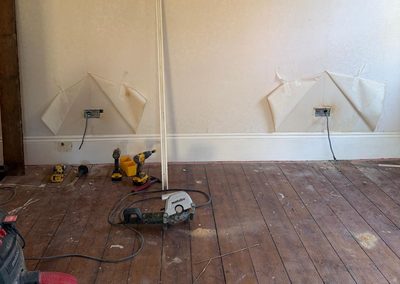 New socket back boxes fitted during a house rewire